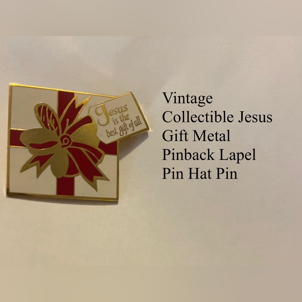 Vintage Collectible Jesus Gift Metal Pinback Lapel Pin Hat Pin